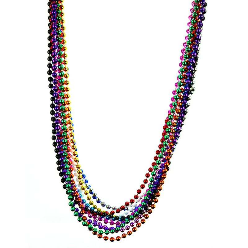 Skeleteen Mardi Gras Beads Necklaces - Assorted Colors Gasparilla Beaded Bulk Costume Necklace For Party - 144 Necklaces - Image 5